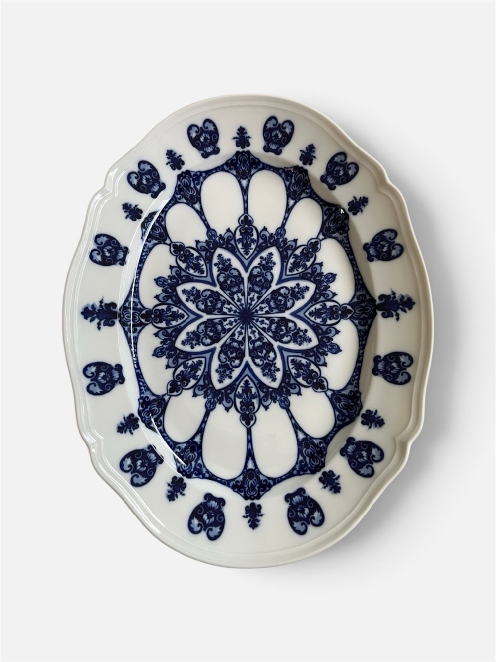 Richard Ginori 1735 Babele Blue Oval Platter Large Porcelain Italy Barneys NY.